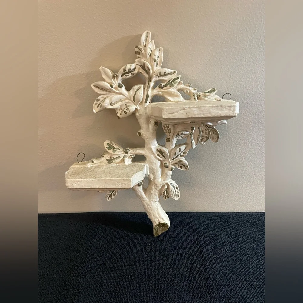 Vintage 1950's Ceramic Wall Hanging Sconce Tree Branch with Leaves